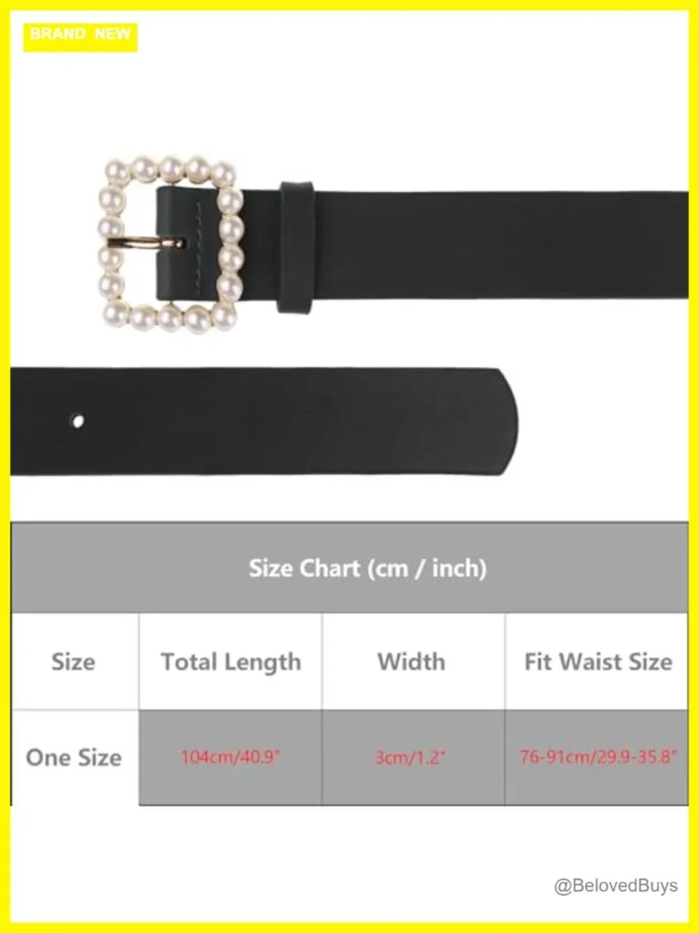 Faux Leather Pearl Buckle Belt 1.2